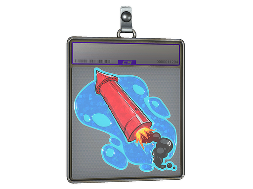 Sticker Slab Big Red Rocket Glitter